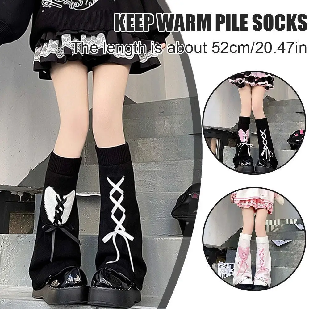 

Japanese JK Plush Sock Sleeves Warm Middle Tube Pile Up Socks Lolita Lace Calf Socks Autumn/Winter Leg Warmers Accessories