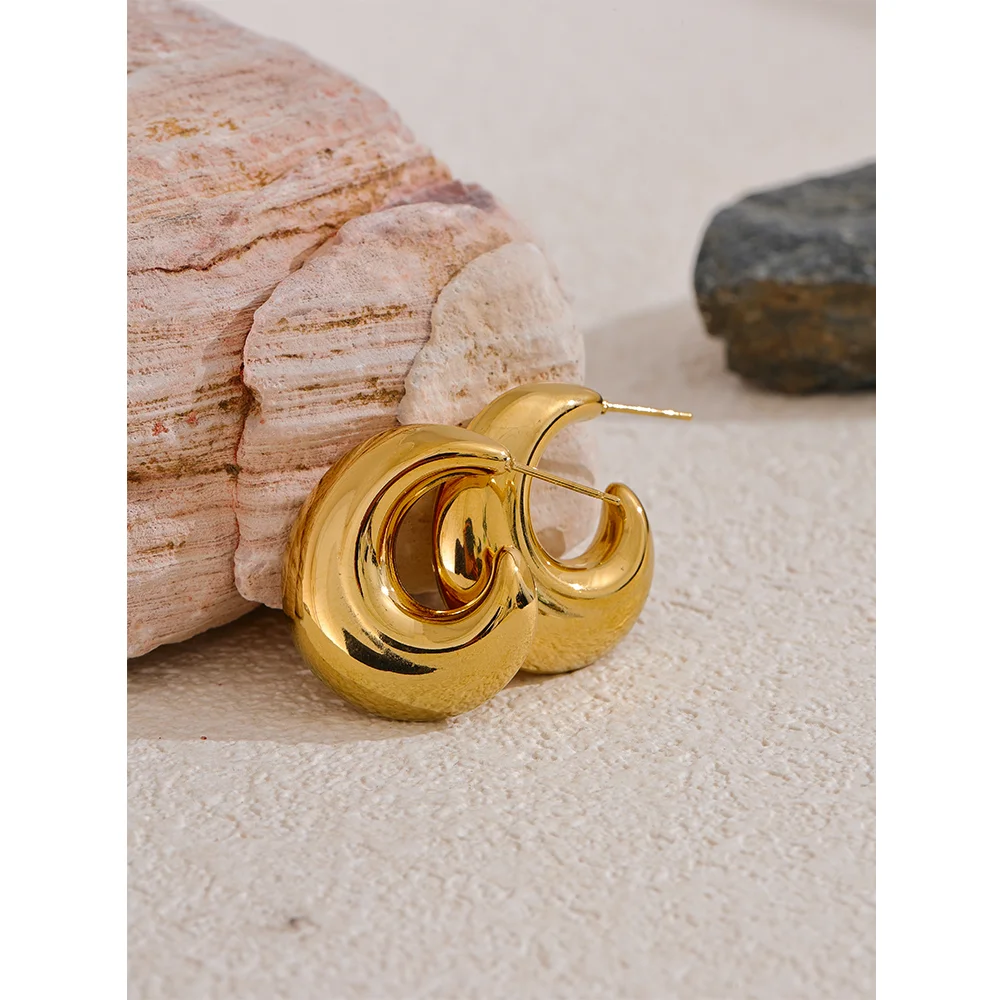 Yhpup Women Chunky Earrings 18K Plated
