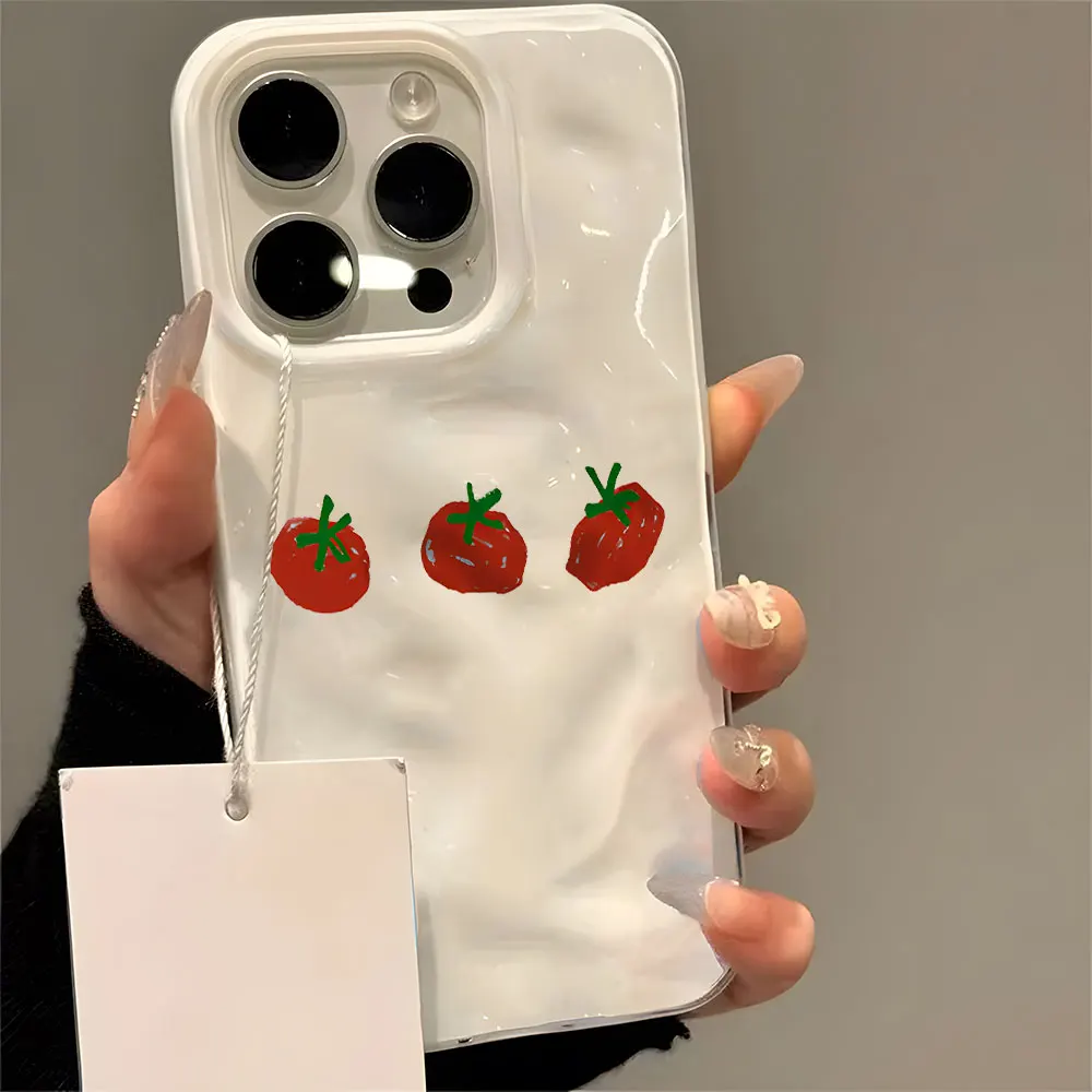 Charming Red Tomato Pattern Wave Texture Shockproof Soft Phone Case