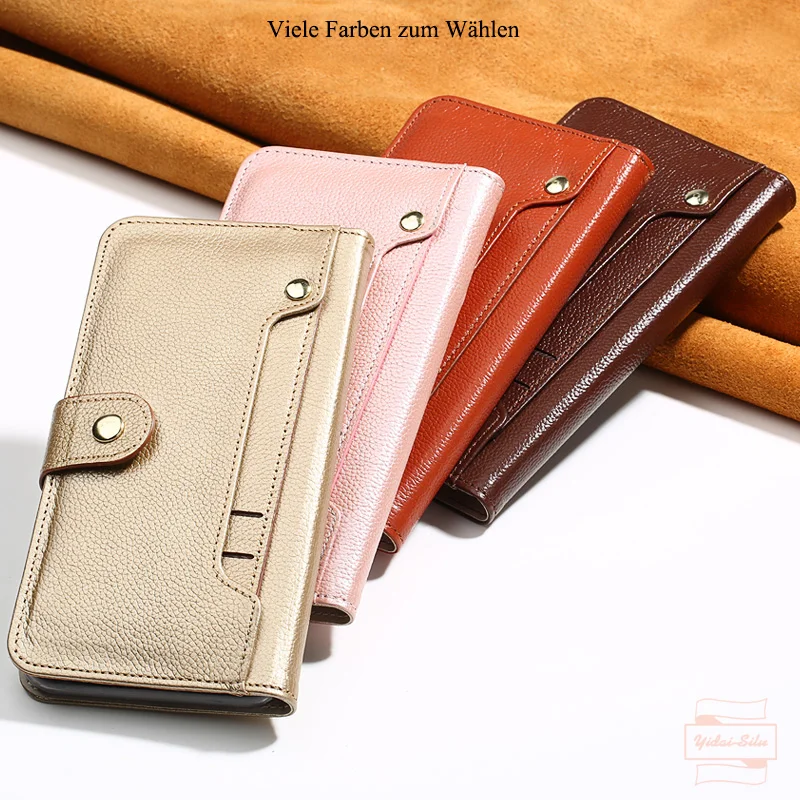 

Yidai-Silu Wallet Case Magnetic Litchi Pattern Real Leather Card Holders Kickstand Flip Cover for Samsung Galaxy Note 20 Ultra