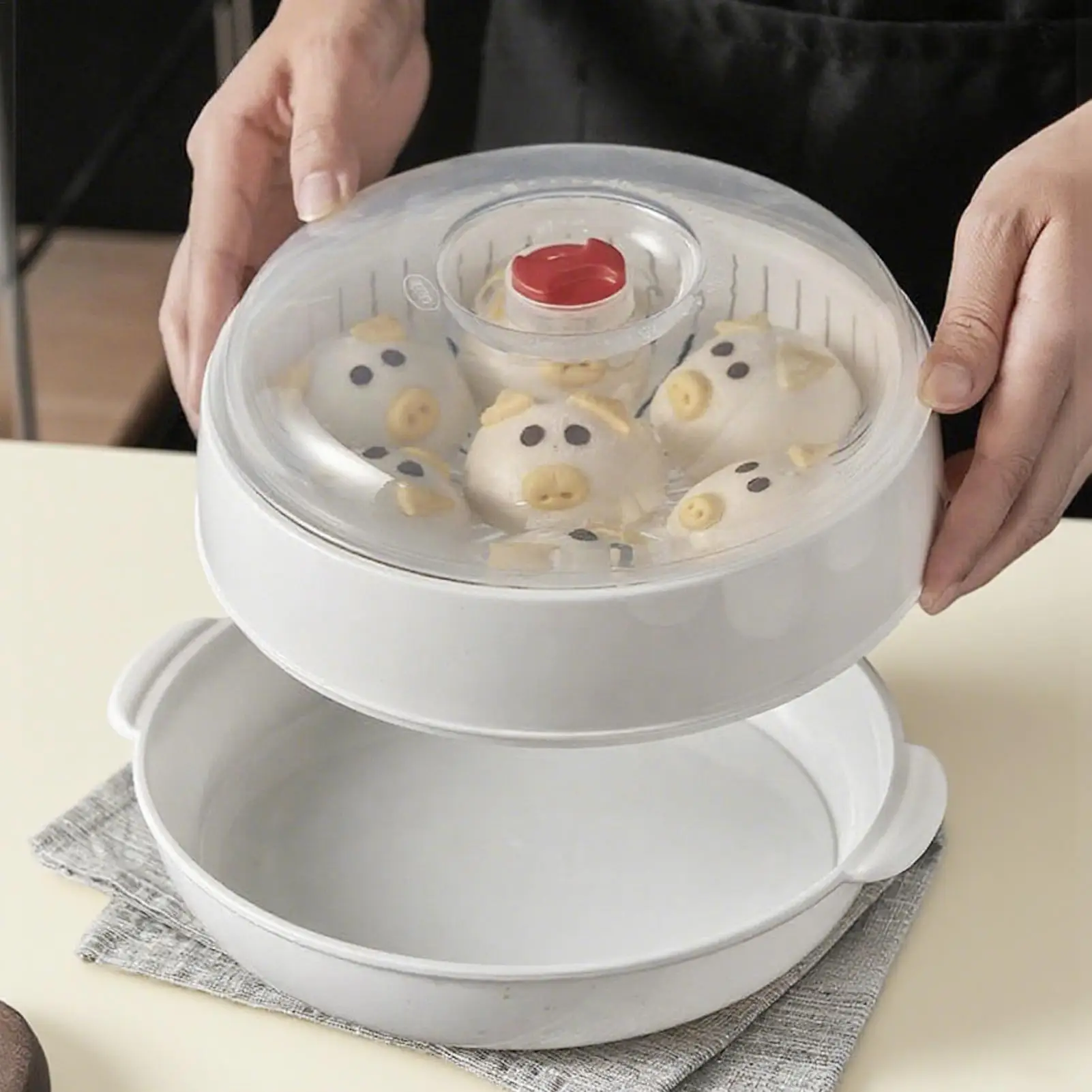 Microwave Steamer Basket Microwave Steamer Basket with Lid and Tray Multifunctional Microwave Heating Insulated Steamer Utensil