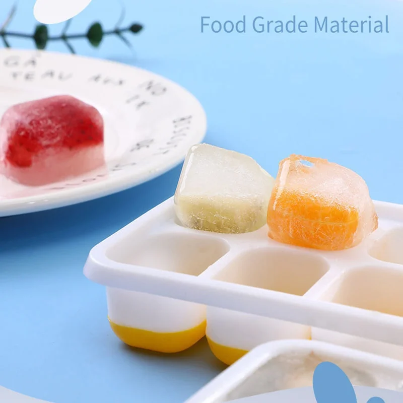 Square 14-cell Ice Cube Mold With Lid Silicone Soft Bottom DIY Ice Cream Maker Making Cube Trays Reusable Kitchen Tools