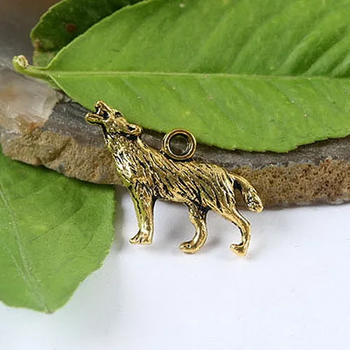 

10pcs 26*17mm Dark Gold-tone 3D Wolf Design Charm H1360 Charms for Jewelry Making