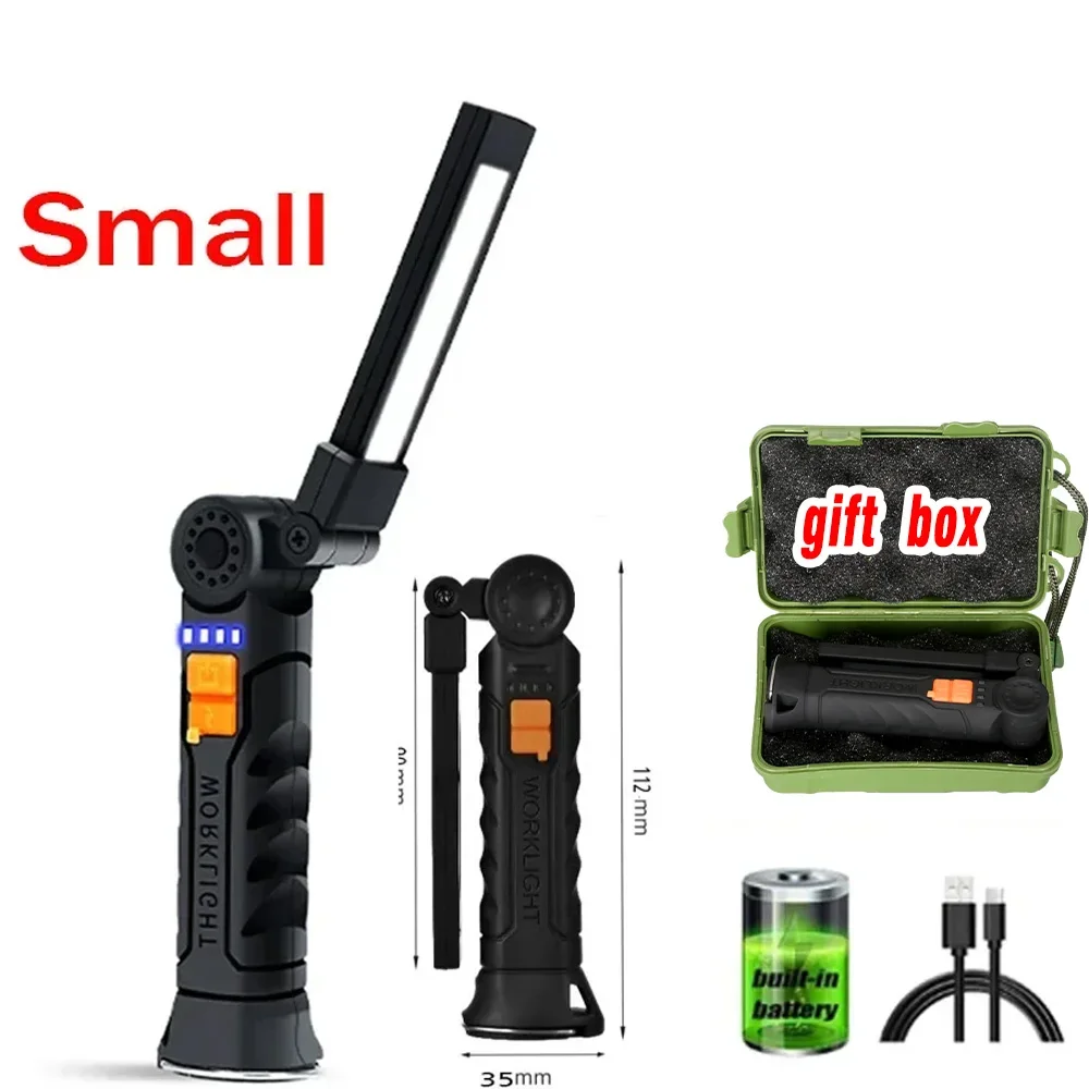 1pc COB LED Work Light Dimmable USB Rechargeable LED Flashlight Inspection  Lamp With Magnet\u0026Hook 14500/18650 Battery Torch light - AliExpress, image size:1000x1000
