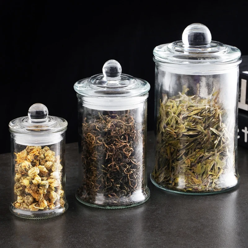 transparent Glass candy jar Storage tank Sealed tank Storage bottle Tea can Food container organizer Storage box Dried fruit box 2