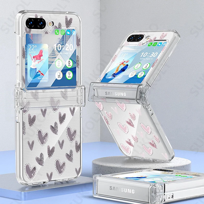 Per Samsung Galaxy Z Flip 4 Z Flip 5 Custodia A Forma Di Cuore Custodia Rigida Trasparente Pieghevole Antiurto Per Samsung Galaxy Z Flip3 4 5