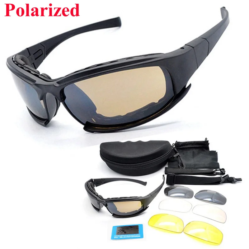 Outdoor Eyewear Tactical Airsoft Daisy X7 Glasses Polarized Men Army Shooting Goggles Camping Hiking Cycling Sunglasses 4 Lens