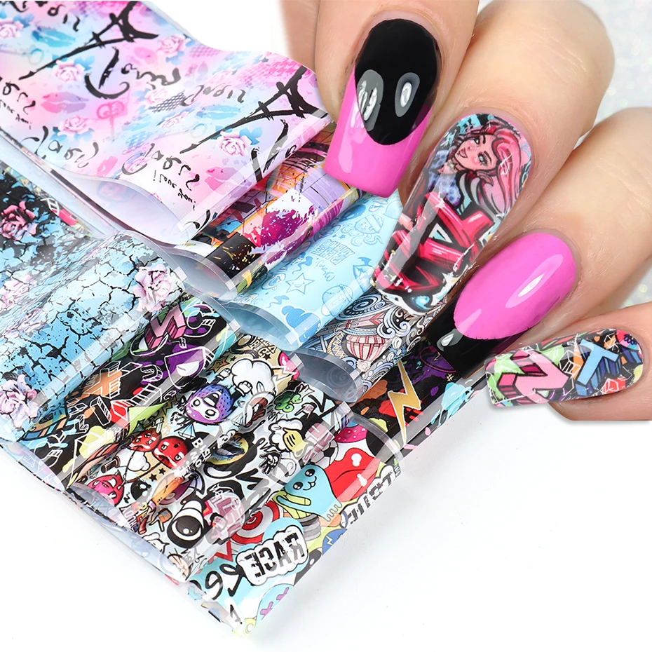 

Наклейки для ногтей забавные граффити ретро мультяшный персонаж дизайн звездное небо бумага красочный уличный рисунок переводная наклейка для ногтей BE4122