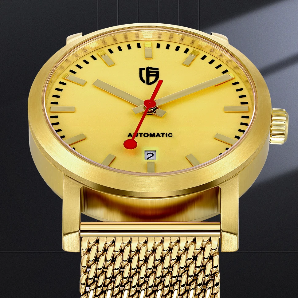 BERNY Watch for Men Automatic Self-Wind Gold Watch Luxury Brand Super Luminous Mechanical Swiss Railroad Wristwatch Men 5ATM