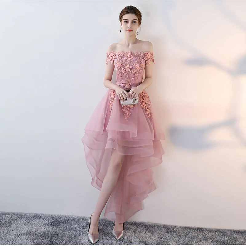 Pink Homecoming Dresses 3D Appliques Cocktail party Evening Gowns