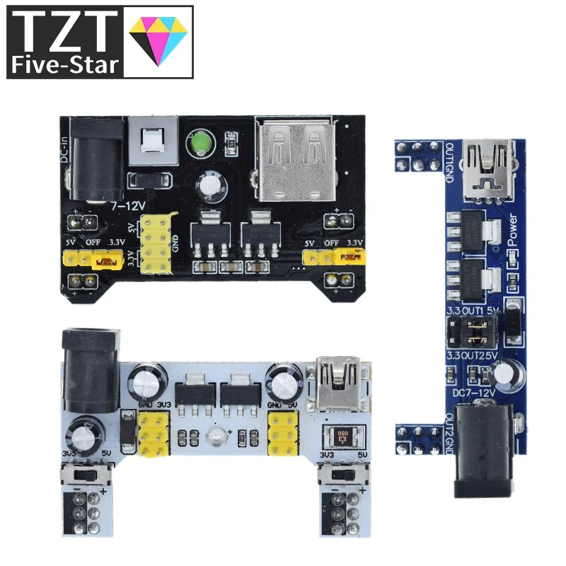 MB102 Breadboard-Stromversorgungsmodul / MB102 weißes Breadboard-dediziertes Leistungsmodul 2-Wege 3,3 V 5 V MB-102 lötfreies Breadboard