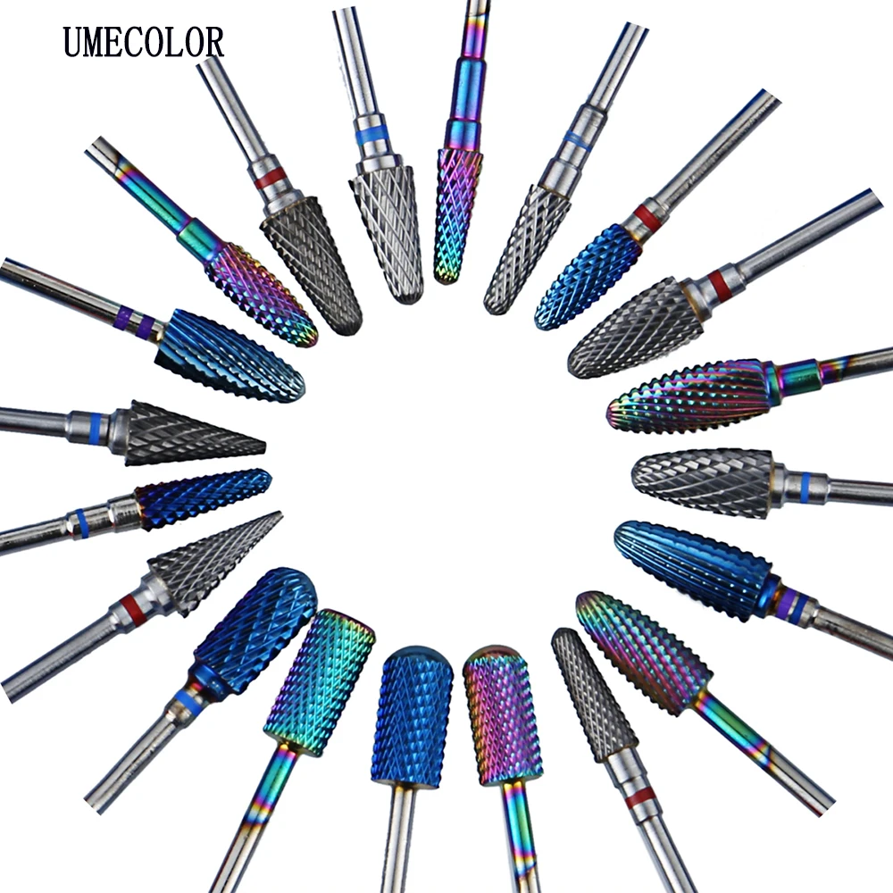 

20 Type Nail Drill Bits For Electric Drill Manicure Machine Accessory Rainbow Tungsten Carbide Ceramic Milling Cutter Nail Files