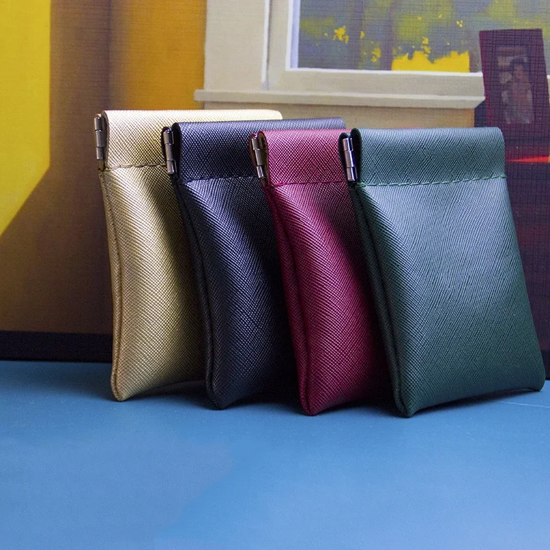 Fashion PU Leather Change Purse for Men Women Black Brown Mini Coin Purse Card Holder Money Bag Small Coin Storage Wallet Purse
