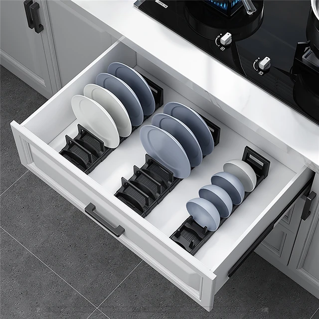 Dish Drying Rack Kitchen Cabinet Drawer Organizer Large Capacity Adjustable  Aluminum Bowls And Plates Storage Rack - Racks & Holders - AliExpress