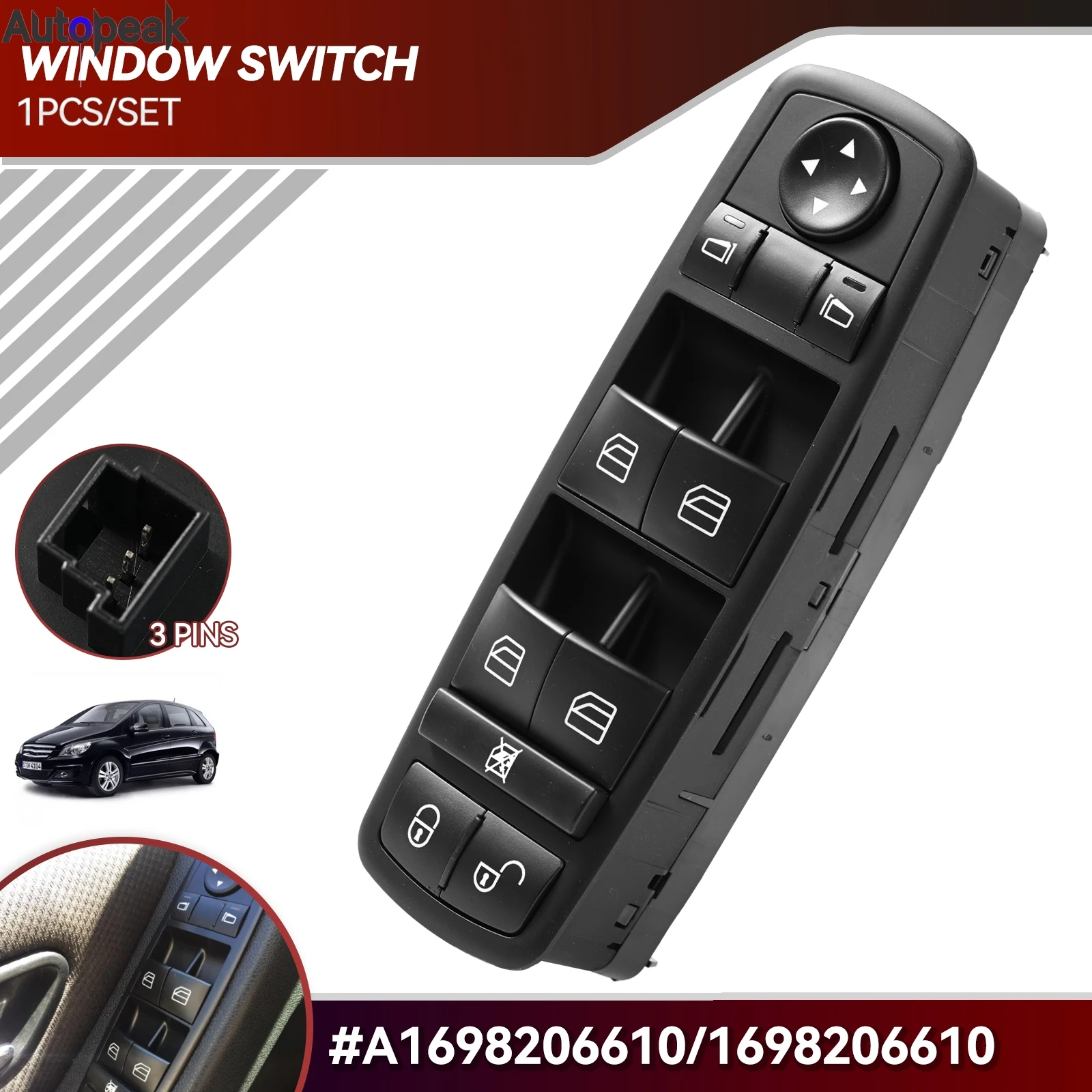 For Mercedes Benz A B GL M R Class W245 W169 A150 B200 X164 2004-2012 Electric Power Window Master Switch A1698206610 1698206610