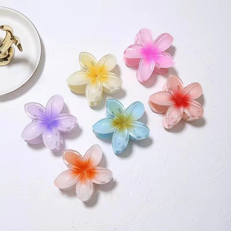 Muweordy Plumeria Hair Clips Flower Hair Claw Clip Trendy Hair Clip