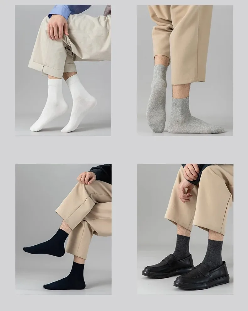 Mens Cotton Crew Socks - 10 Pairs Casual Business Breathable Size 38-45