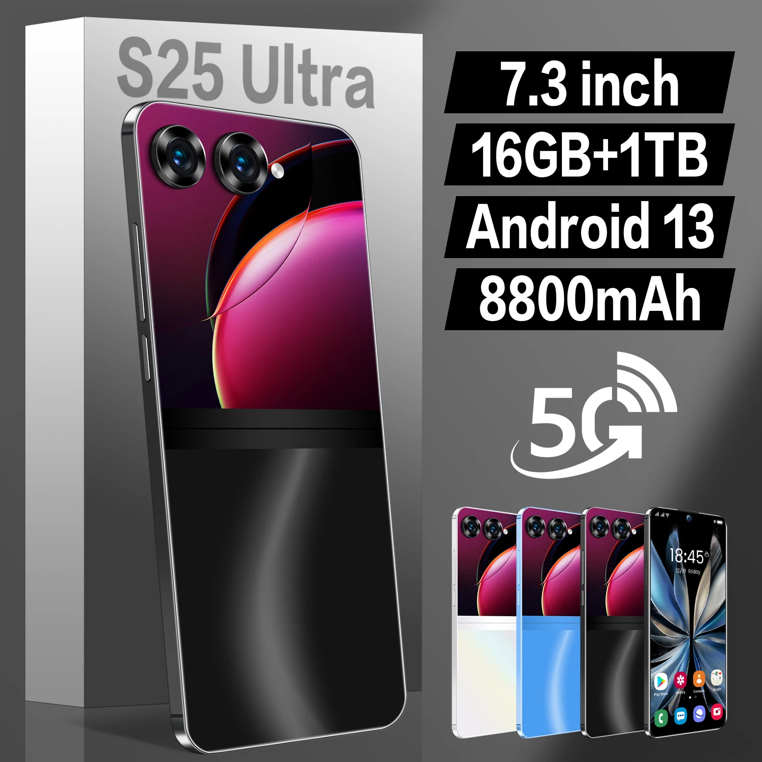 

S25 Ultra Smart Phone 7.3 inch Full Screen 16G+1T 8800MAh Smartphone 48+72MP Mobile Phone Global Version 5G Dual Sim Cell Phone