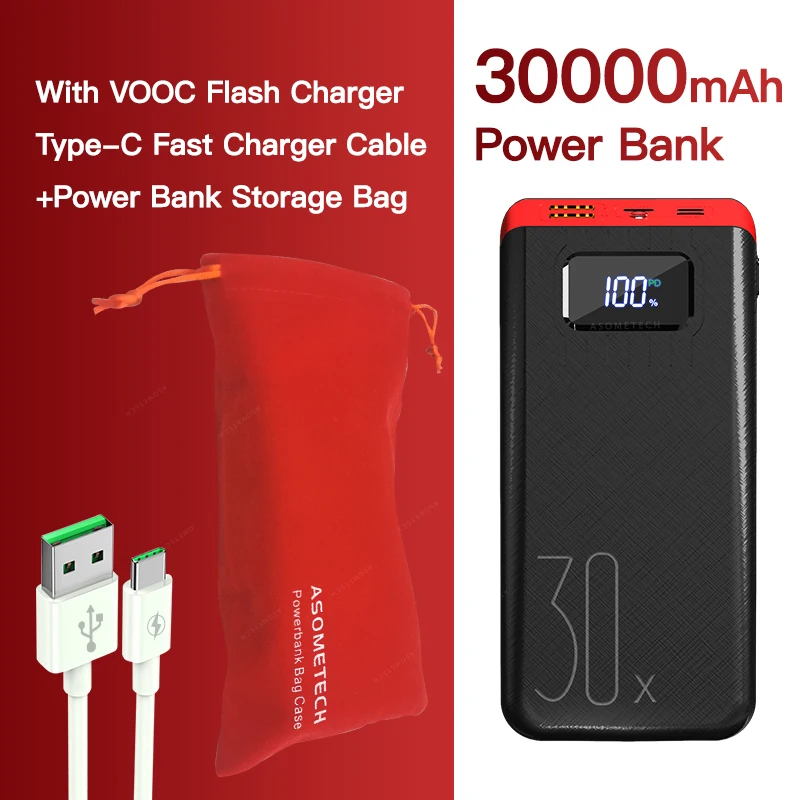 portable battery charger 18W PD QC3.0 Quick Charge Power Bank 30000mAh Portable External Battery Two-way Fast Charging Powerbank For iPhone Samsung Mi fast charging power bank Power Bank