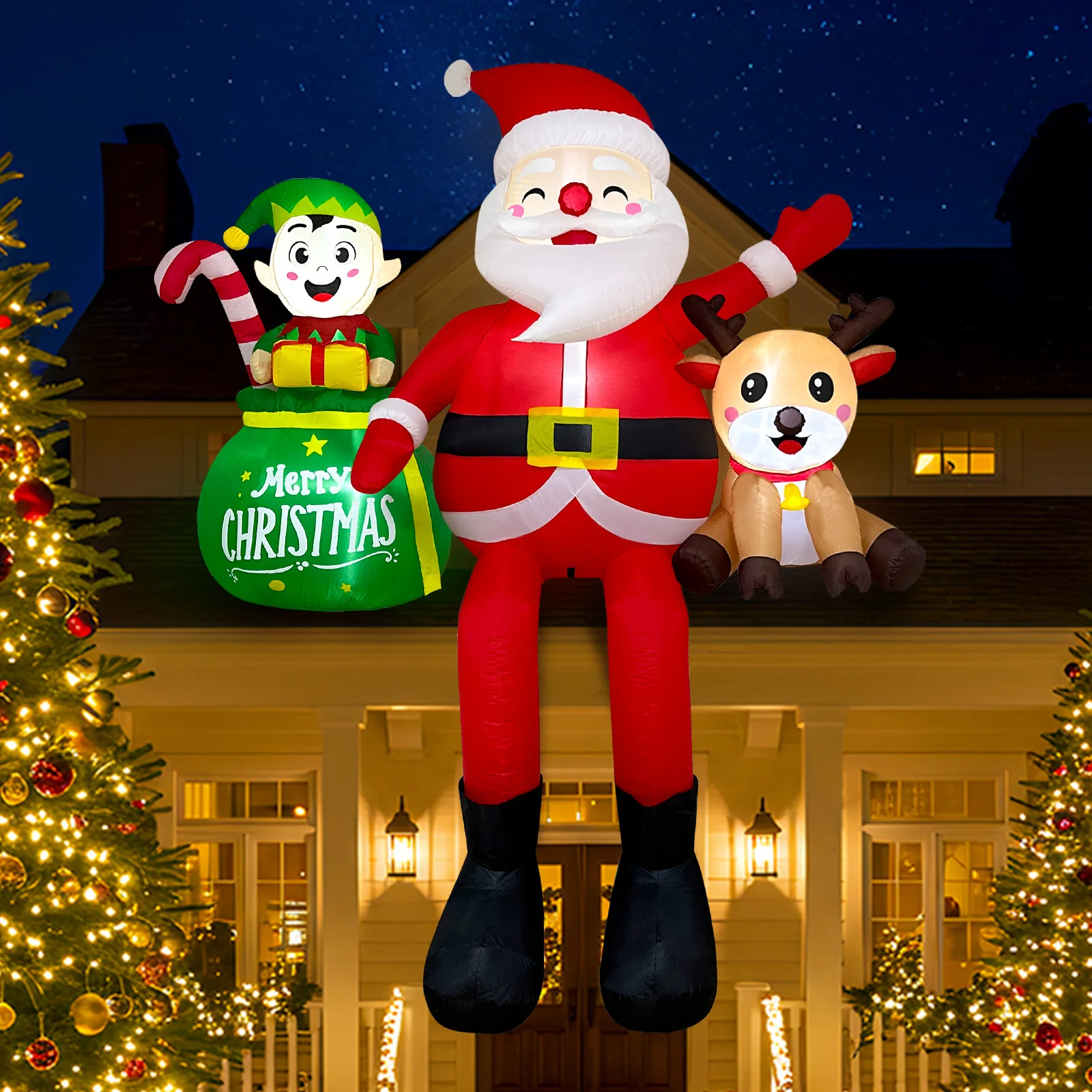 8FT Santa & Reindeer Inflatable 2