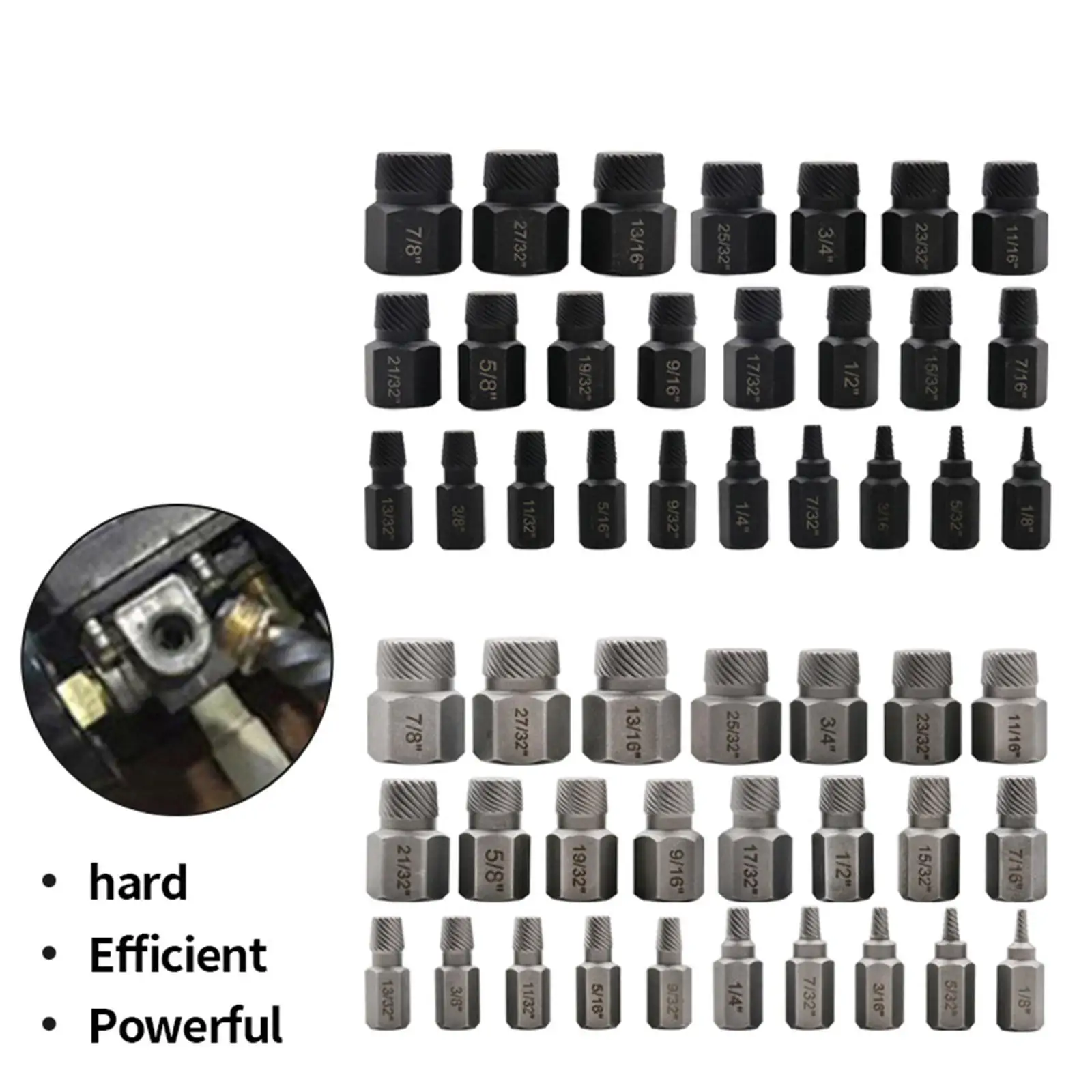 

25x Steel Damaged Screw Extractor Hexagon Handle Broken Bolt Extractor Nut Remover for Removing Broken Bolts Screws Nuts