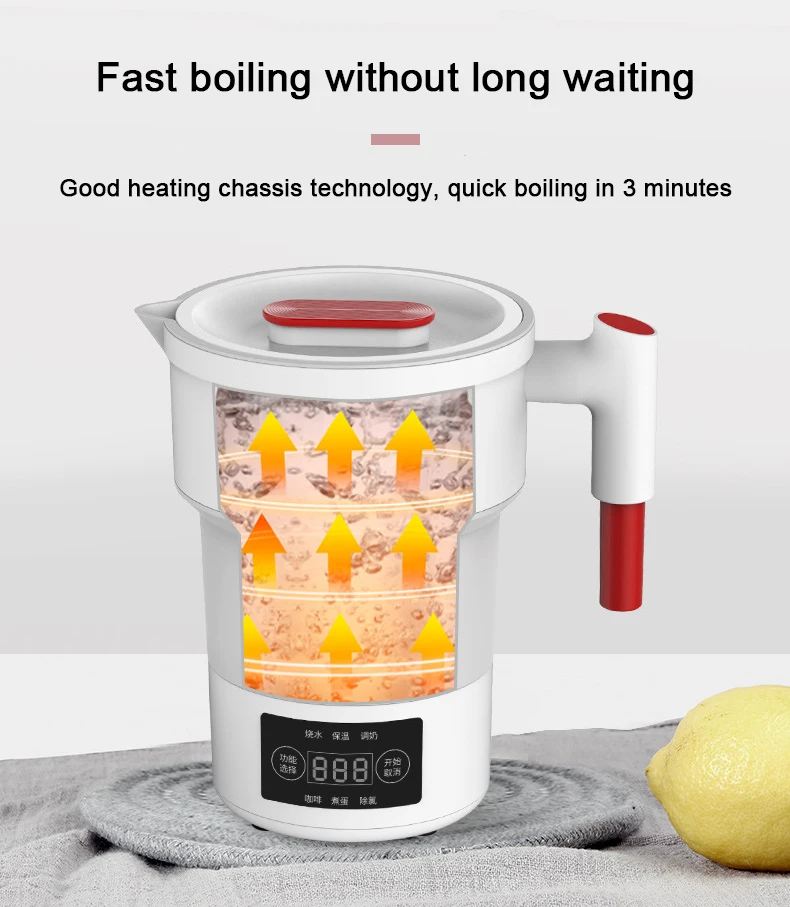 DMWD Folding Electric Kettle Portable Compression Foldable Water Bolier Silicone Thermo Coffee Tea Pot Temperature Control 220V 4