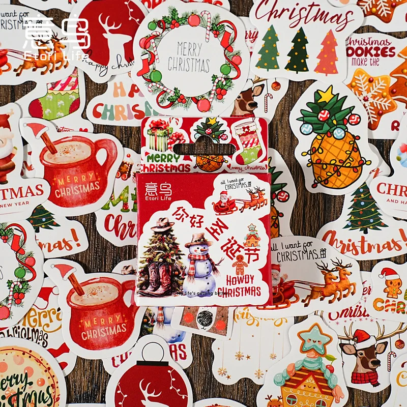 Festive Kawaii Sticker Set - Merry Christmas Decorative Stickers for Scrapbooking & DIY Crafts (45 pcs)