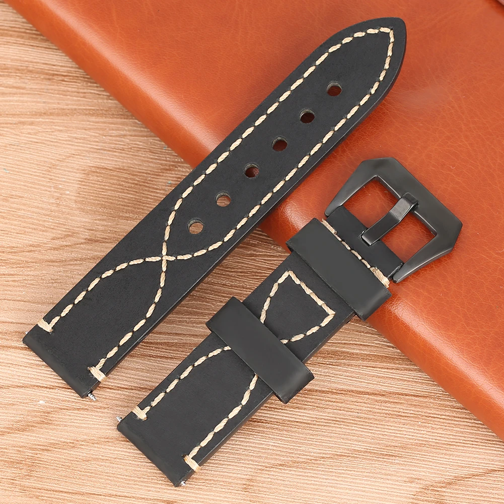 

18mm 20mm 22mm 24mm 26mm Soft Stitch Leather Watchband Comfortable Replacement Strap Leather Black Yellow Grey Watch Band
