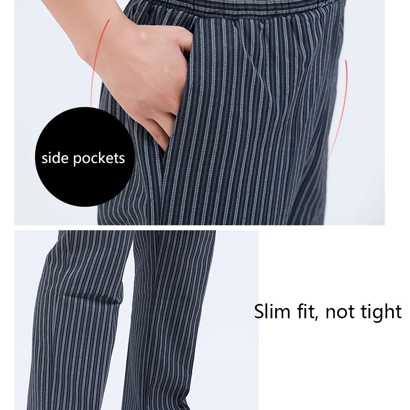 Winter Catering Kitchen Pants Bakery Cafe Work Trousers for Hotel Restaurant Chef Pants for Men Elastic Design Adjustable