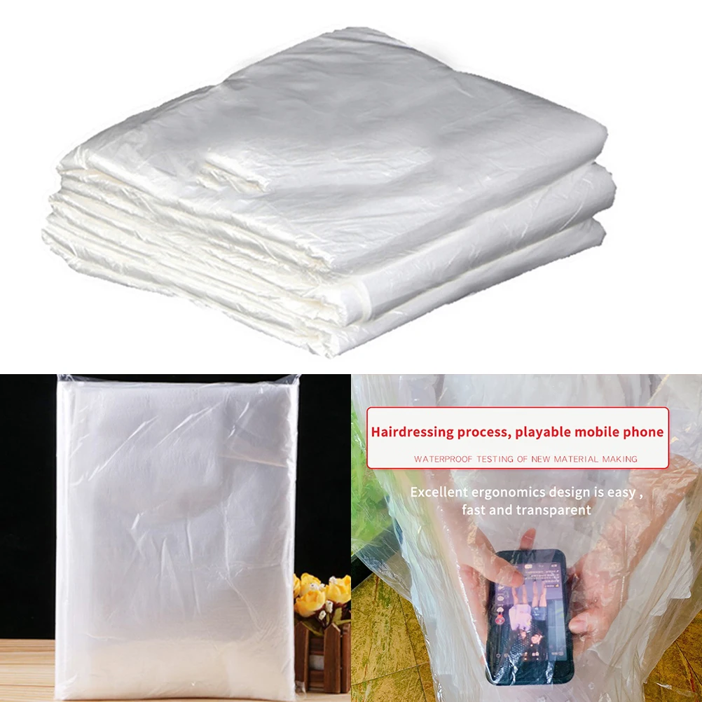 Haircut Cape Hairdressing Cape 50 Pcs Salon Hair Dyeing Antifouling Shawl Disposable Plastic Barber Shawl Cape Hairdressing Supply