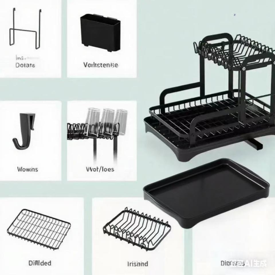 2025 model, 2-tier bowl Drain rack Kitchen bowl Drying rack with drain basket Storage Drain plate for easy use