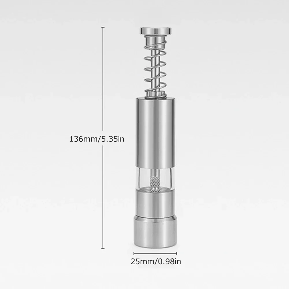 Single Hand Mini Salt Pepper Grinder Manual Thumb Push Pepper Spices Grinder Transparent Built-in Spring for Home Camping BBQ salt and pepper grinder pepper grinder