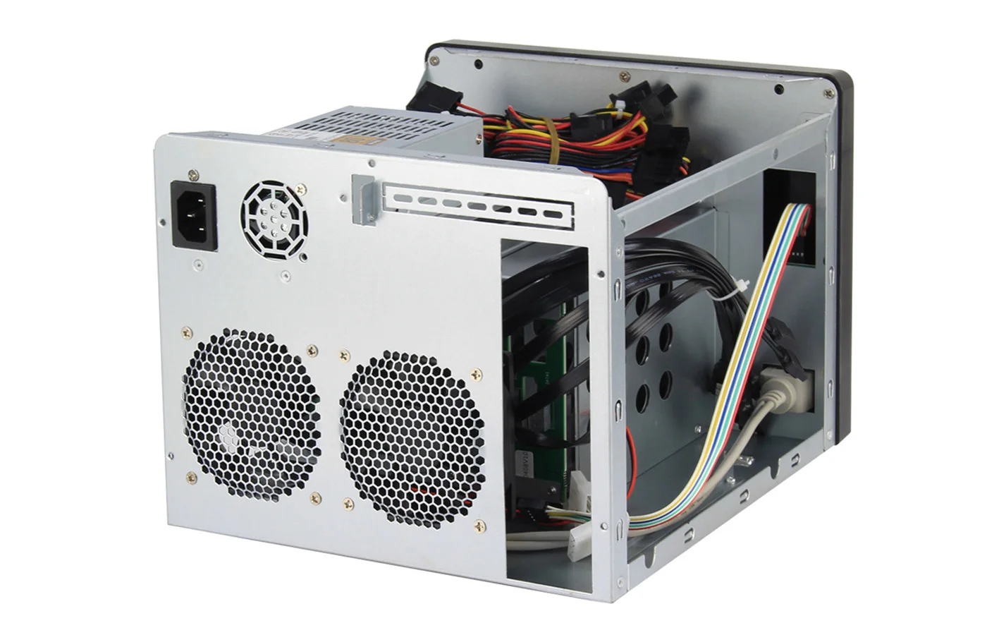 NAS-06 6베이 NAS 케이스 미니-ITX 스토리지 서버 섀시, 6×3.5인치 핫스왑 HDD + 2.5인치 SSD, 플렉스 1U PSU, 듀얼 80mm 팬, PCIe 슬롯
