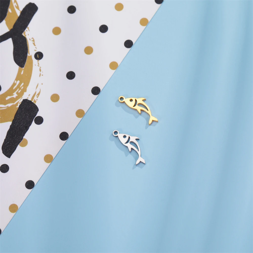5 Stück Edelstahl Tiny Charms Diy Halskette Armbänder Fisch Wal Charm Großhandel Tiere Anhänger für Schmuckherstellung Zubehör – Detail 11