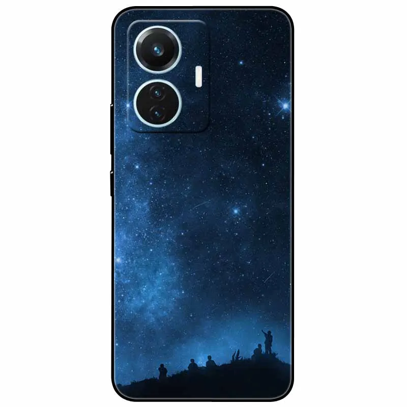Starry Moon Black Silicone TPU Shockproof Case Cover