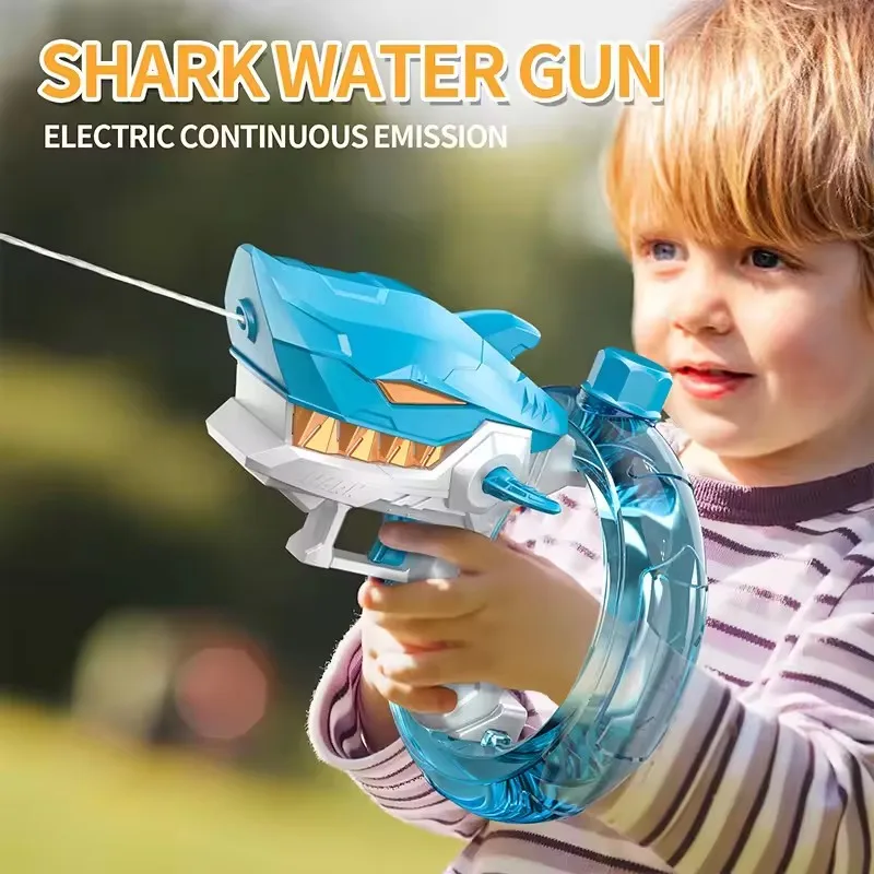 Summer Water Gaming Toy Automatic Continuous Fire Watergun Shark Electric Water Gun Large Capacity Spray Gun,water guns,water toy launcher
