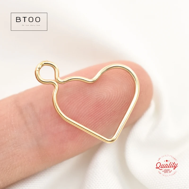 Real 14K Gold Filled Heart Charm With Ring 15.5MM Gold Pendant For Bracelet Necklace Earring DIY Jewelry Accessories Jewelry