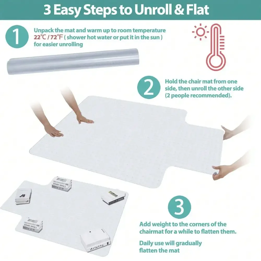 1/8 inch Thickness Office Chair Mat 48 x 36 inch Anti-Slip Rectangular With Lip 4