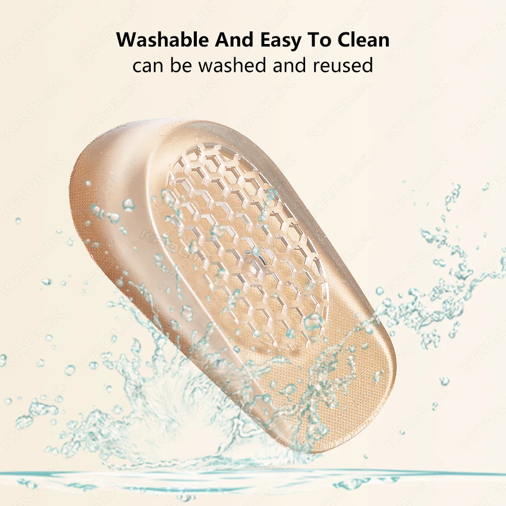 2pcs Invisible Silicone Shoe Insoles Adjustable 1.5-3.5cm, Anti-Slip Gel Heel Lifts for Sneakers/Heels Women Men, Breathable