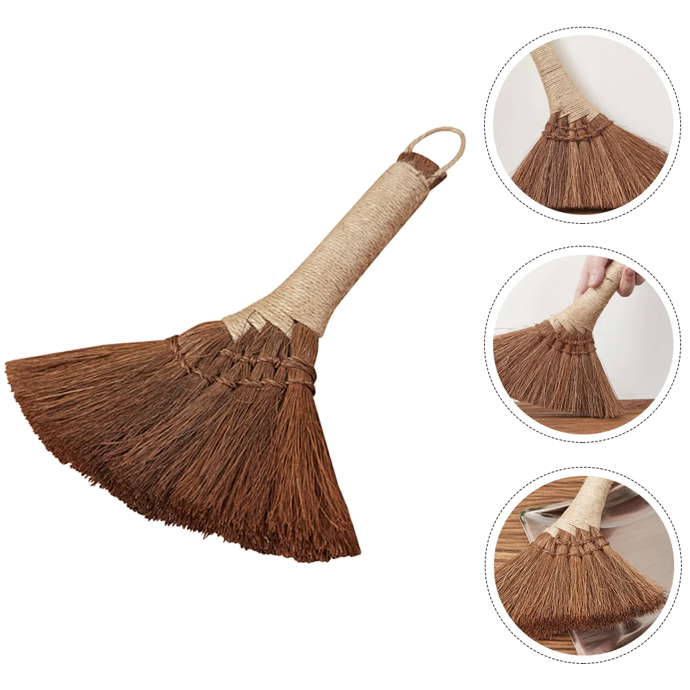 

Small Broom Bamboo Hand Palm Wood Handle Duster Desk Cleaning Brooms Brown Silk Desktop