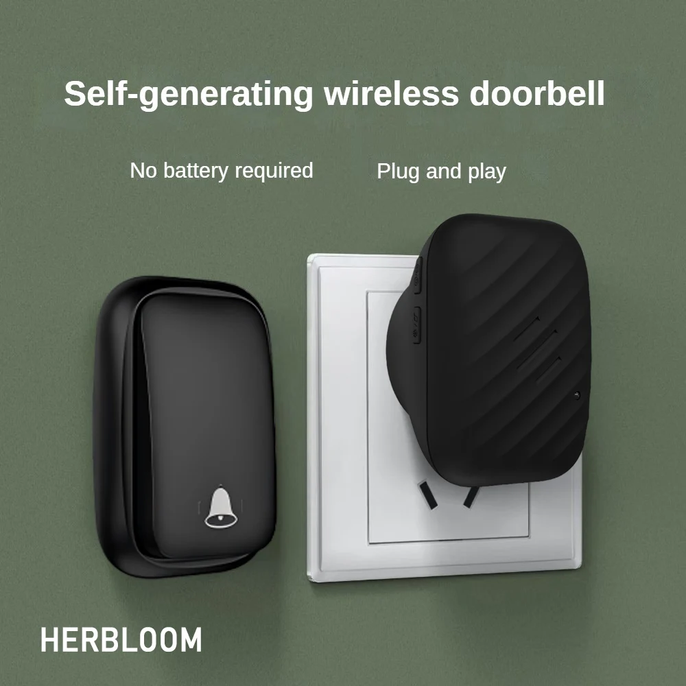 자체 전원 무선 초인종 배터리 없음 심층 방수 장거리 원격 제어 시끄러운 전자 홈 호출벨 친환경