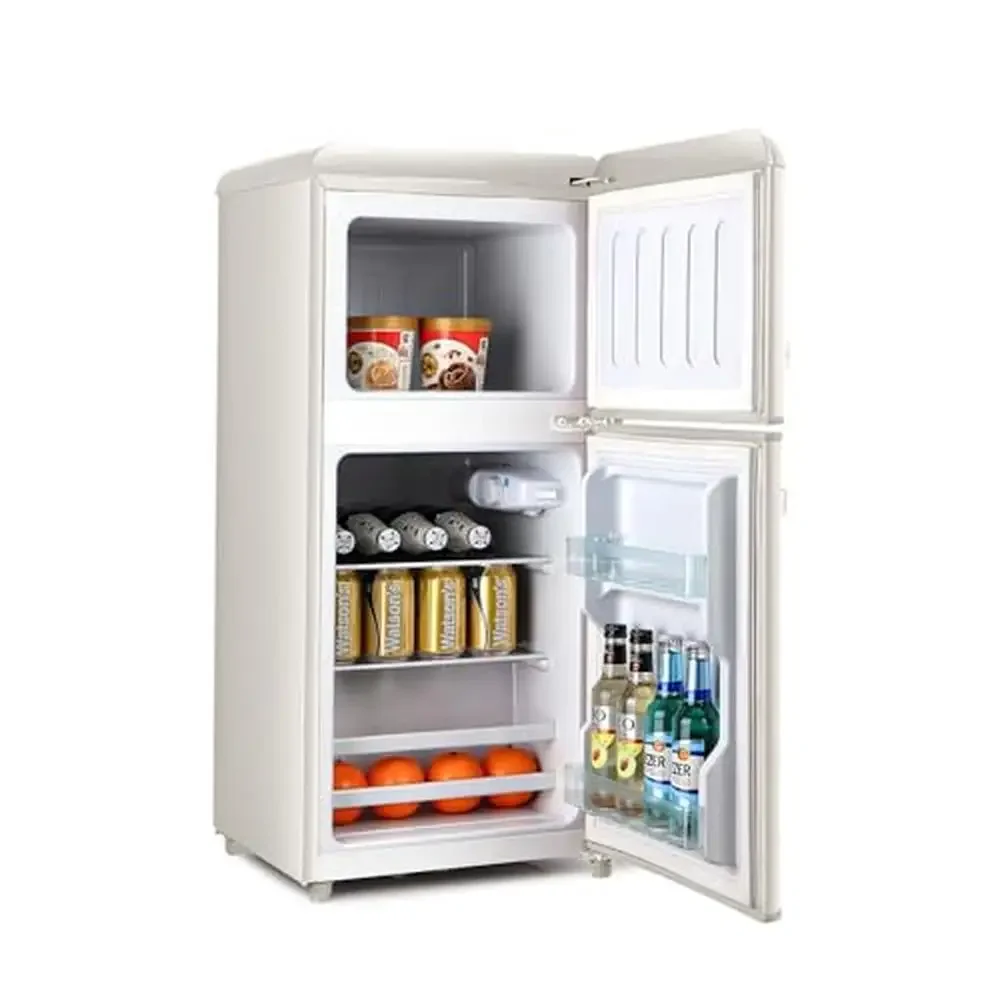Innovative Double Door Mini Fridge Freezer Combo with Adjustable Temperature Control Glass Shelves Ice Trays Kitchen Office 1 Innovative Double Door Mini Fridge Freezer Combo with Adjustable Temperature Control Glass Shelves Ice Trays Kitchen Office 1
