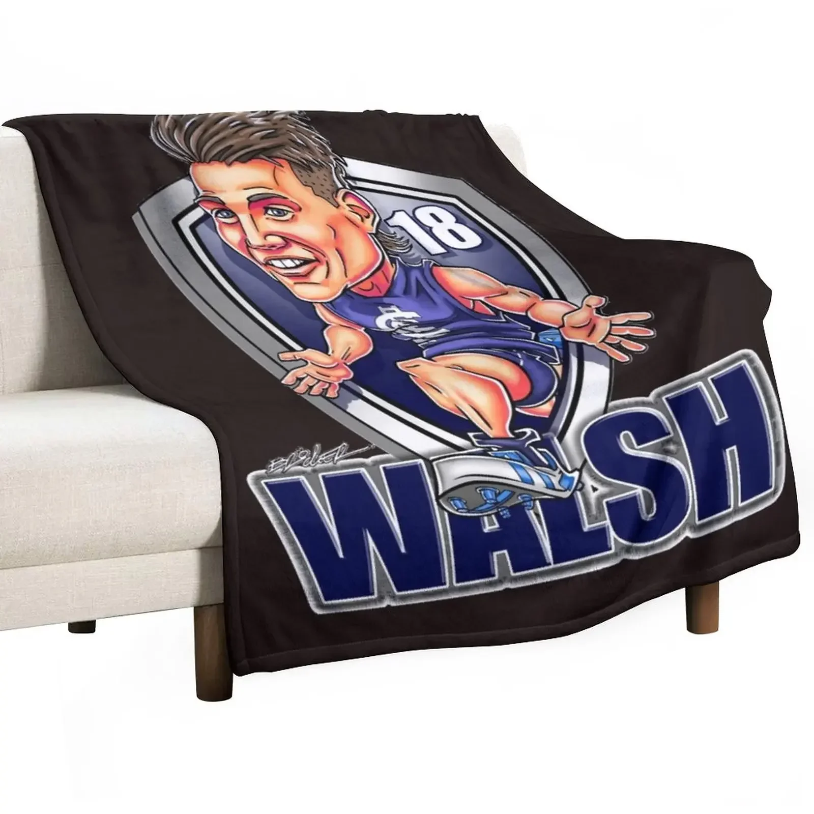 

Sam Walsh cartoon - Carlton Blues - Unique artwork by BrockerClassic T-Shirt Throw Blanket Single Designers Blankets