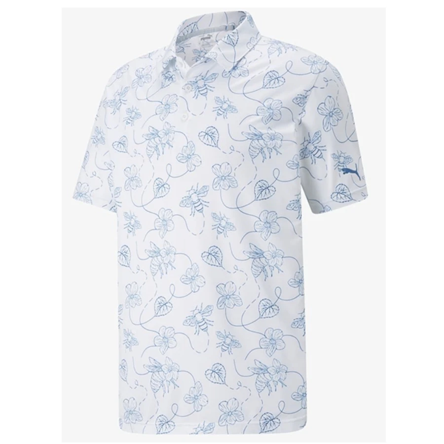 Summer Printed Golf T-shirts Men Casual Fashion Business Buttons Shirts Short Sleeve Breathable Lapel Polo Shirt Clothing