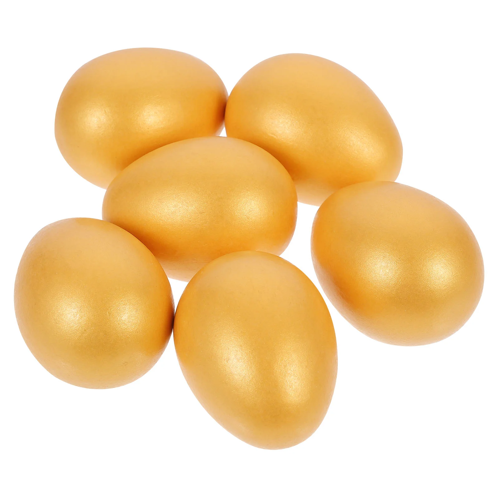 

6PCS Wooden Egg Golden Chicken Egg Artificial Egg for Kids DIY Painting Home Decor Egg Game Party Favors