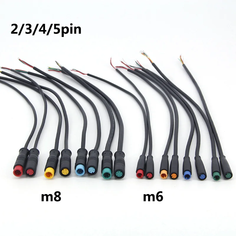 M6 M8 2/3/4/5 Pin core 6mm male female Julet Electric ebike Butt Plug Connector Cable Signal Sensor waterproof Scooter wire