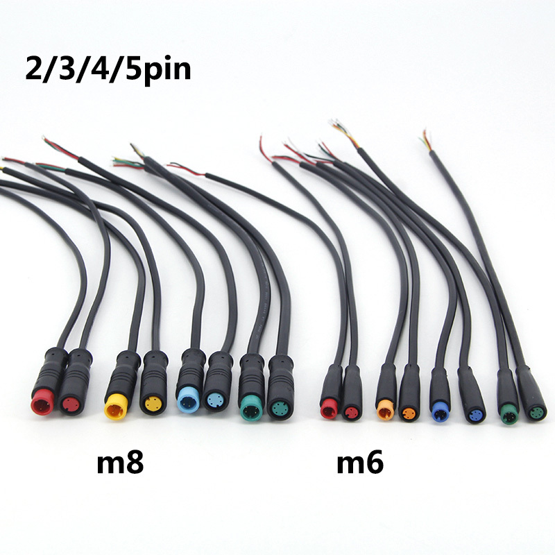 M6 M8 2/3/4/5 Pin core 6mm male female Julet Electric ebike Butt Plug Connector Cable Signal Sensor waterproof Scooter wire