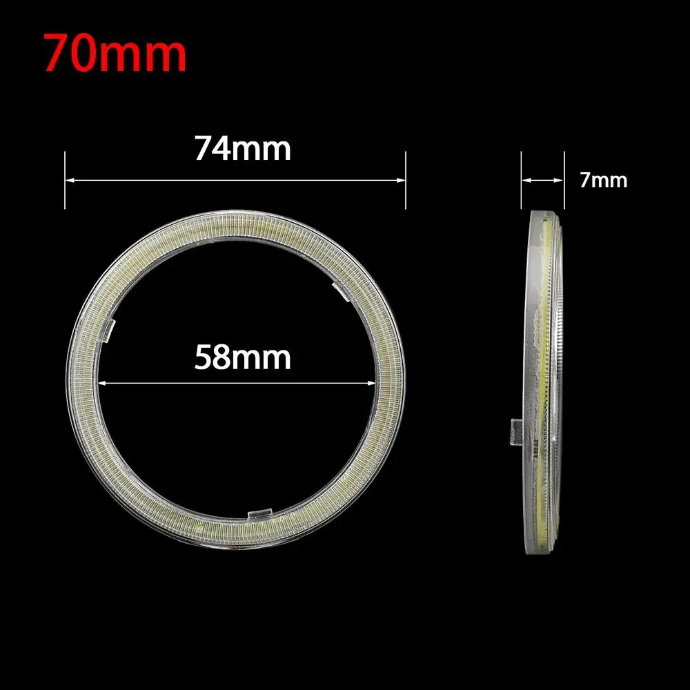 COB LED Headlight Angel Eyes Halo Ring Lamp - Motorcycle Decorative Daytime Running Fog Light, 12V