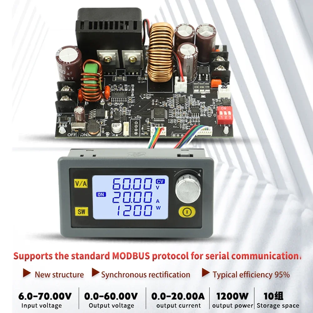 CNC 직류 안정화 전압 전원 공급 장치, LCD 디스플레이 정전압 및 전류 스텝 다운 모듈, XY6020L, 20A, 1200W