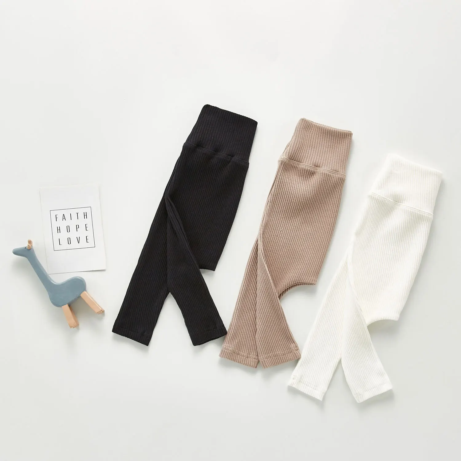 Spring And Autumn Newborn Infant Baby Boys And Girls Cotton Solid Color High Waisted Leggings Kids Fashion Baby Clothing 3